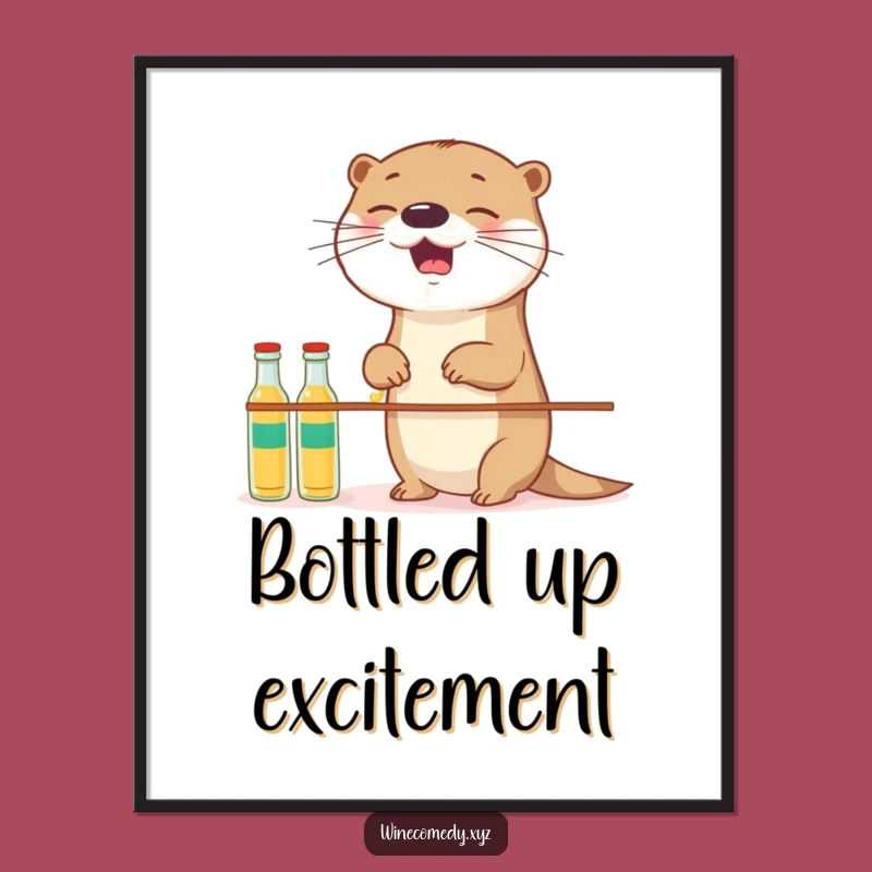 Funny Otter Balancing Digital Art - Instant Download Art for a Cheerful Home