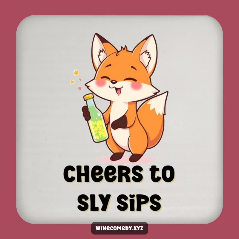 Funny Fox Sparkle Coaster Set - Cheerful Table Protection Gift