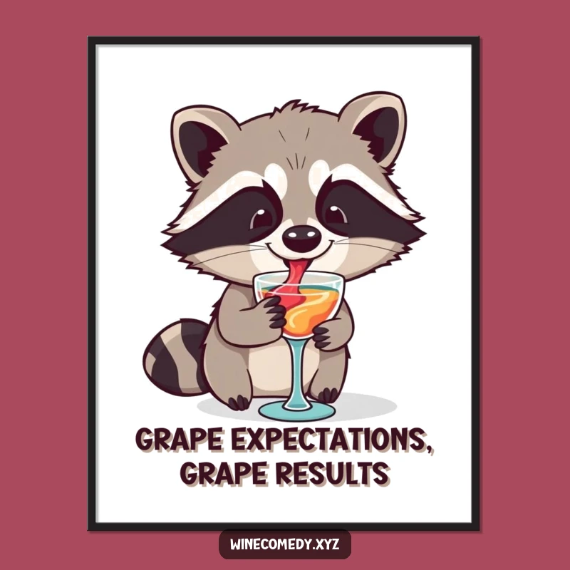 Free Printable Wall Art: Sophisticated Raccoon Wine Time - Funny Downloadable Decor