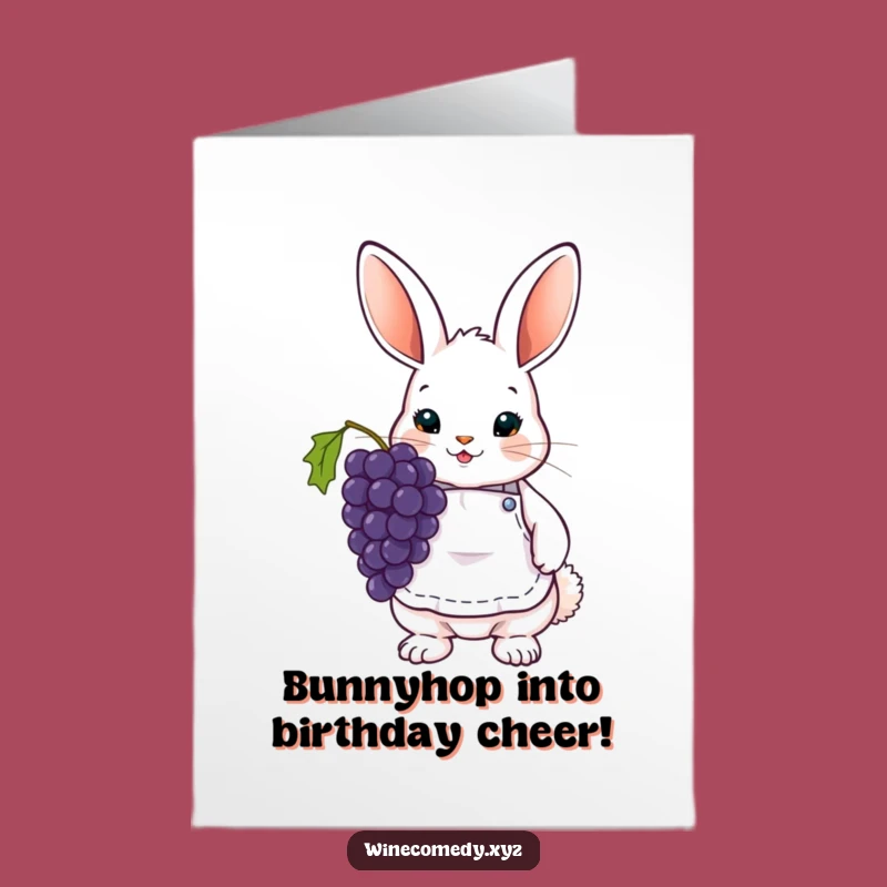 Free Printable Birthday Bunny Card: Wine Apron, Grapes, Funny Downloadable Gift