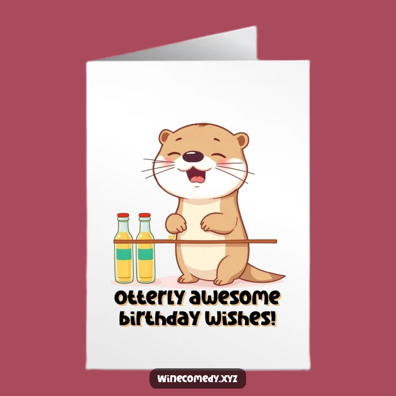 Free Printable Birthday Card: Otter Balancing Act - Hilarious Downloadable Gift!