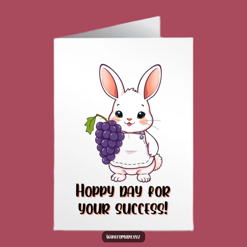 Free Printable Congrats Bunny Card: Wine Apron, Grapes, Funny Downloadable