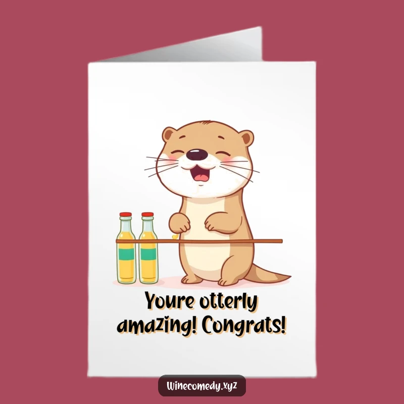 Free Printable Congrats Card: Otter's Balancing Triumph - Funny Downloadable Gift!