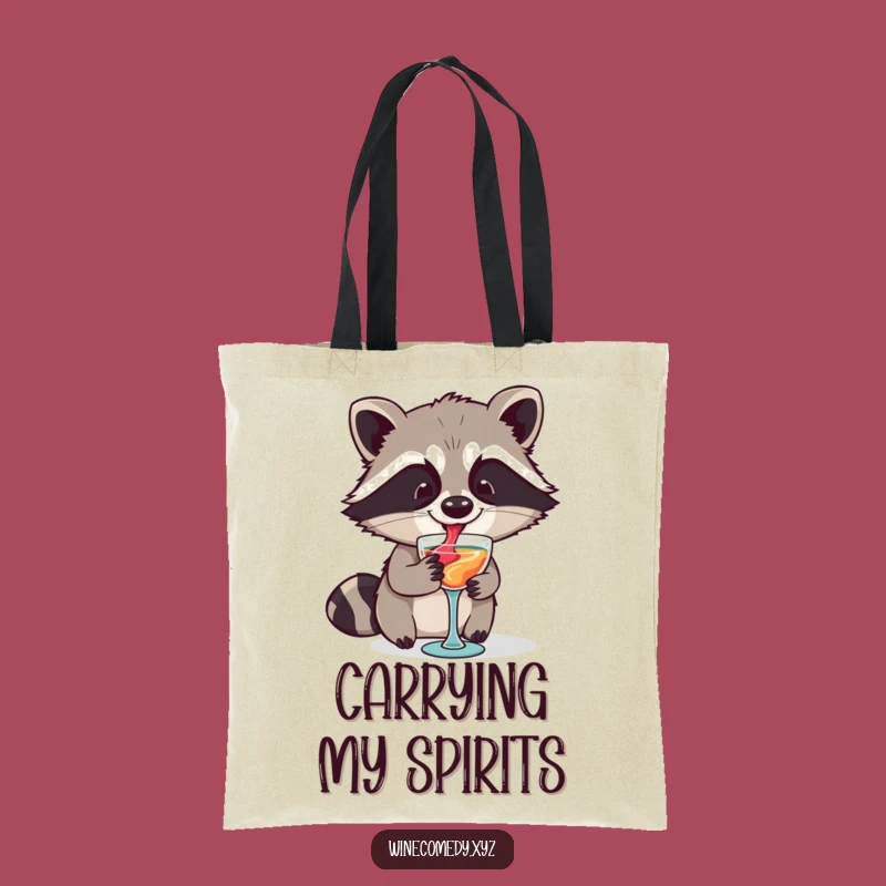Funny Raccoon Wine Tote Bag - Chic Canvas Bag for Groceries & Giggles
